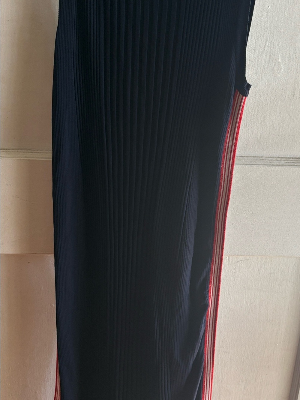 Zara Navy Maxi Dress with Red Stripe Side Panels